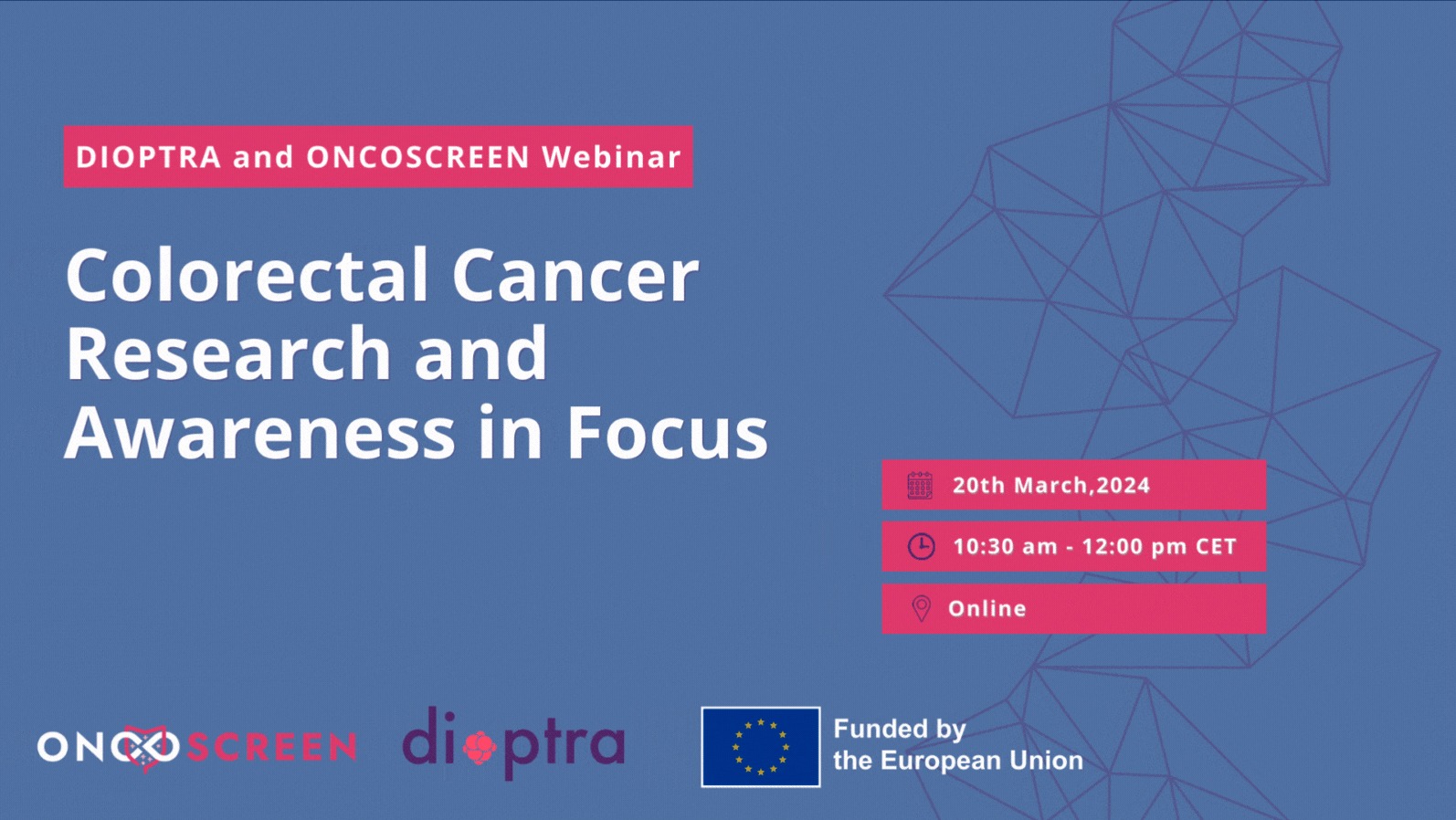 DIOPTRA + ONCOSCREEN Webinar: Colorectal Cancer Research and Awareness in Focus - Banner